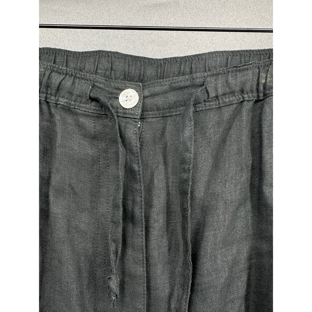 Talbots Petite Black Linen Pants Women's Large Pull-On Elastic Waist Lightweight - Picture 2 of 6